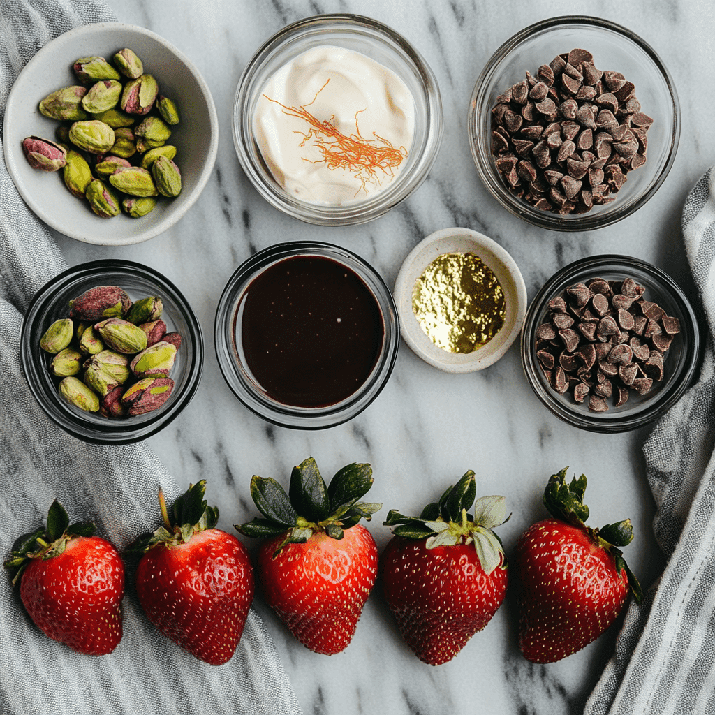 Ingredients for making Dubai chocolate strawberries