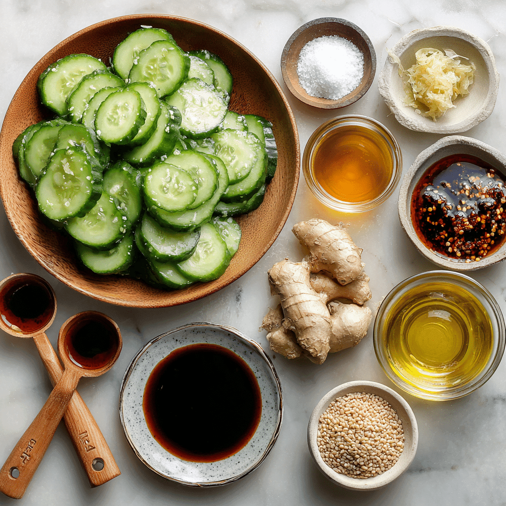 Ingredients for spicy cucumber salad