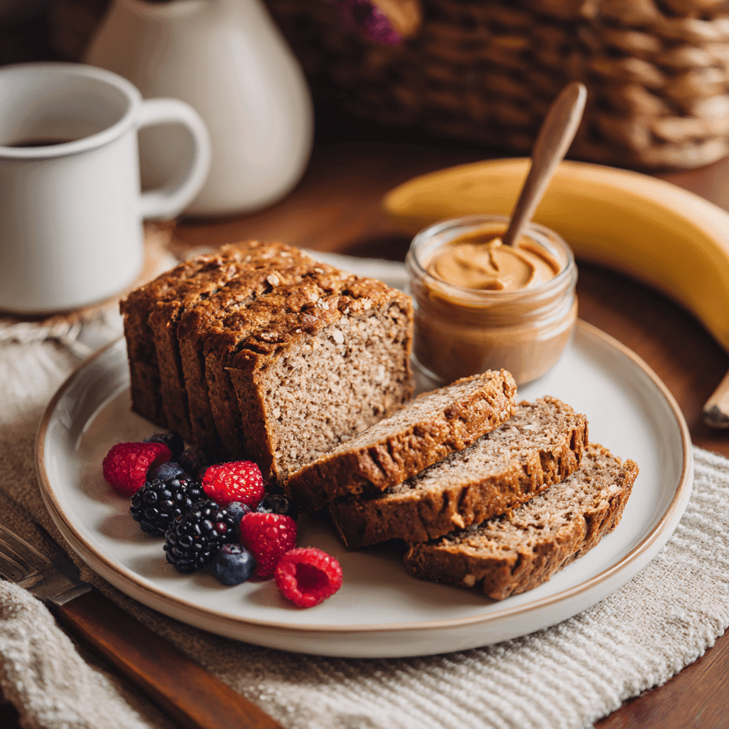 Slice of 3-ingredient banana bread with toppings